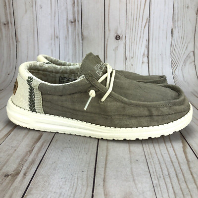 New Hey Dude wally linen size 8 slip on loafers natural khaki summer preppy $_12.JPG?set_id=880000500F main image 2
