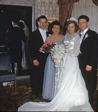 Vintage Stereo Realist Photo 3D Slide WEDDING PARTY Couples in Mirror