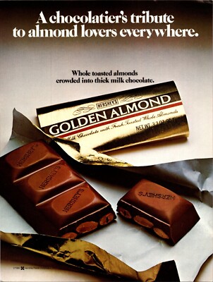 Hershey's Golden Almond lover's everywhere Original Vintage Print Ad