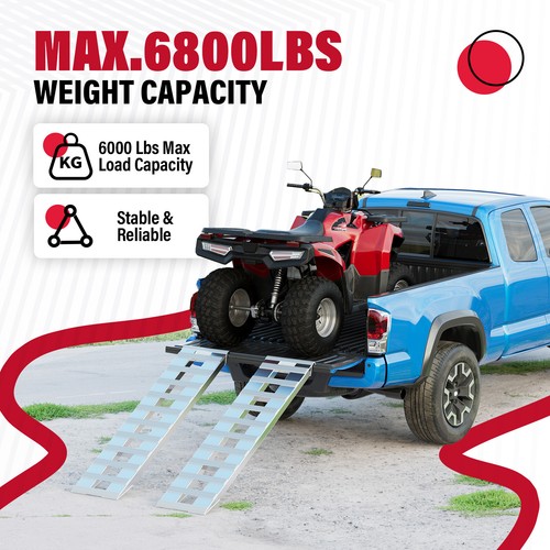 HECASA 1 Pair 60'' x 15" Aluminum Hook end Ramps 6800LBS For Car Trailer Truck - Picture 3 of 24