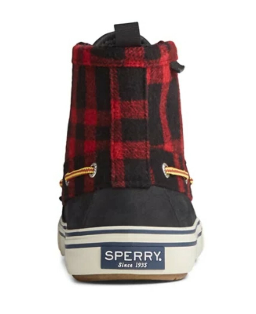 Sperry Mens Size 11 M Bahama Black Red Checkered Waterproof 