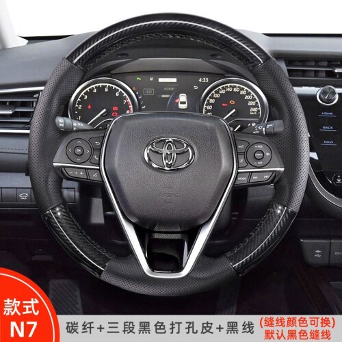 Hand stitched Car Steering Wheel Cover For Toyota Camry Corolla Leather Suede - Picture 15 of 17