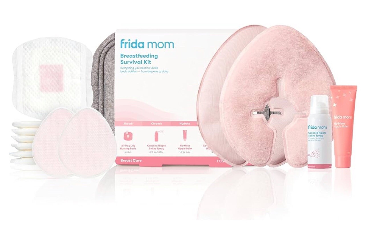Frida Mom Breastfeeding Survival Kit for Nursing Moms | Reusable clear