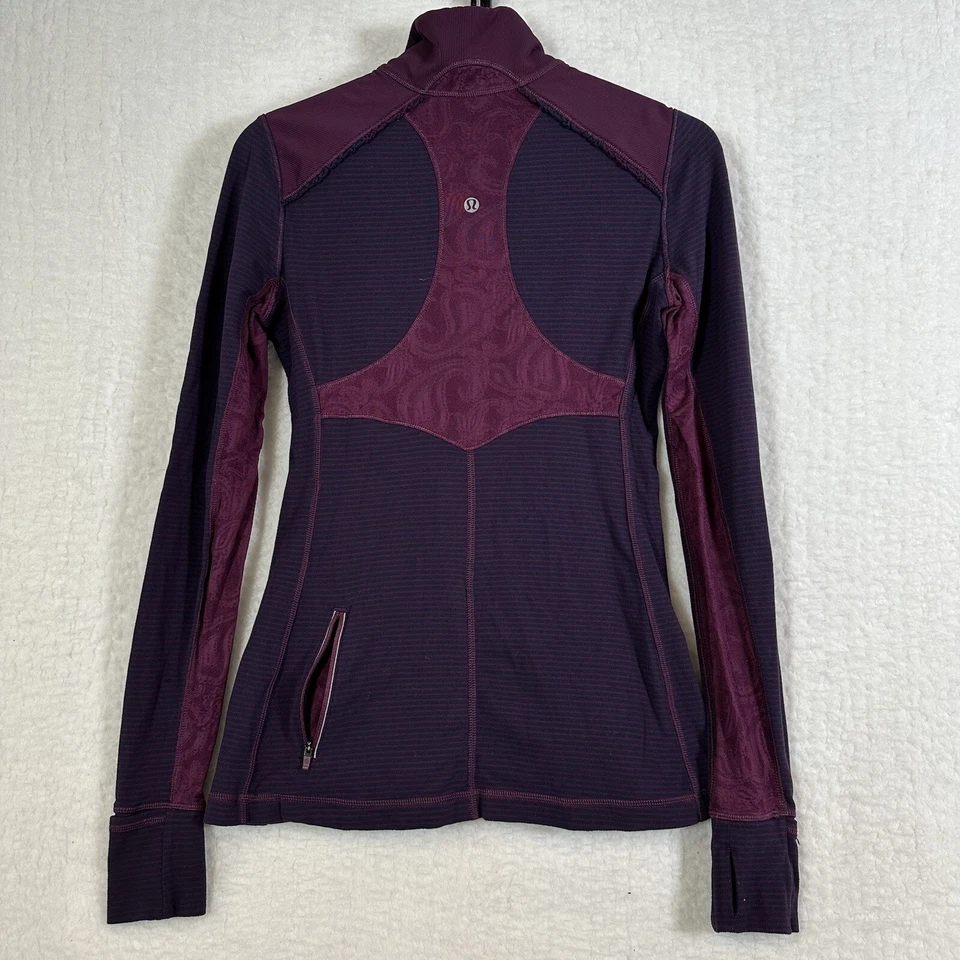 Sudadera Lululemon Star Runner Pullover Hyper Stipe Paisley Ciruela Talla 2/4? Foto 2 de 4
