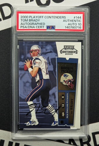 2000 Playoff Contenders Tom Brady On Card Rookie Ticket  PSA Auto 10 #144 