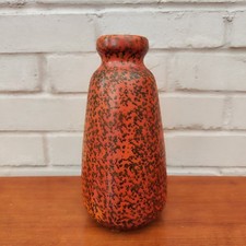 Hungarian Tofej Pottery Vase Tall Mid Century Red Lava Glaze Ceramic