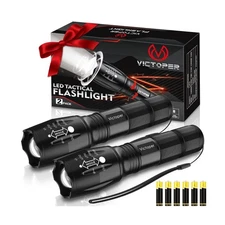 Victoper LED Flashlight 2 Pack, Bright Tactical Torch High Lumens with 5 Mode...