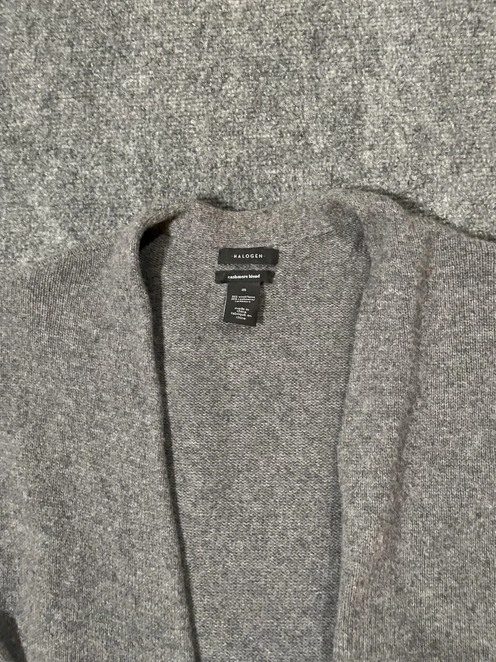 Halogen Cardigan Sweater Womens Medium Gray Cashmere Blend Long Duster - Image 3 of 4