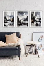 Contemporary Abstract Wall Art Prints Set of 3 A3 A4 Unframed Boho Decor