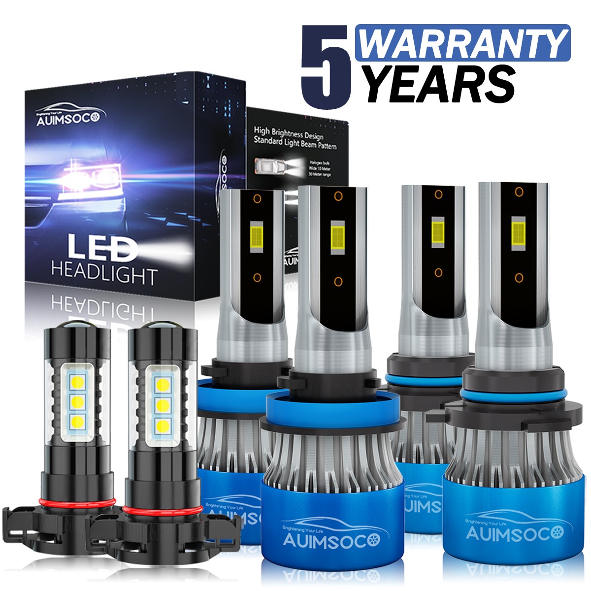 For GMC Canyon 2015-2021 -6x LED Headlight High Low Beam Fog Light Bulbs White