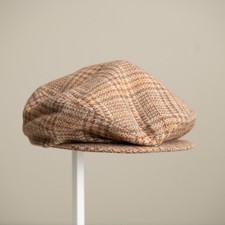 VTG Dobbs Fifth Avenue Brown Plaid Tweed Newsboy Flat Cap Old Money Gatsby Retro