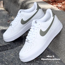 Nike Air Force 1 '07 Shoes White Light Army Green FJ4146-116 Men's Sizes NEW
