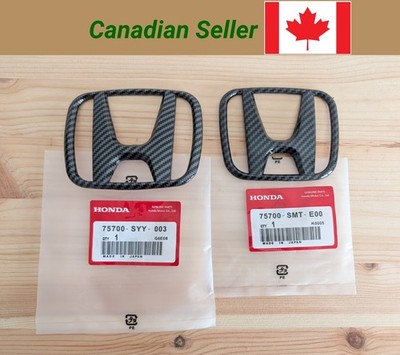 2x Carbon Fiber Style JDM Honda Hollow Front Rear Emblem Fit 2022-now 11th Civic