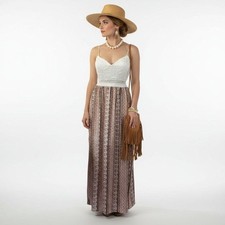 Justify Ivory Print Lace Bodice Sleeveless Maxi Dress M