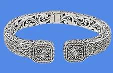 HTF SARDA STERLING SILVER BALI INDONESIA ORNATE HINGED BRACELET 7.5-8” EUC!