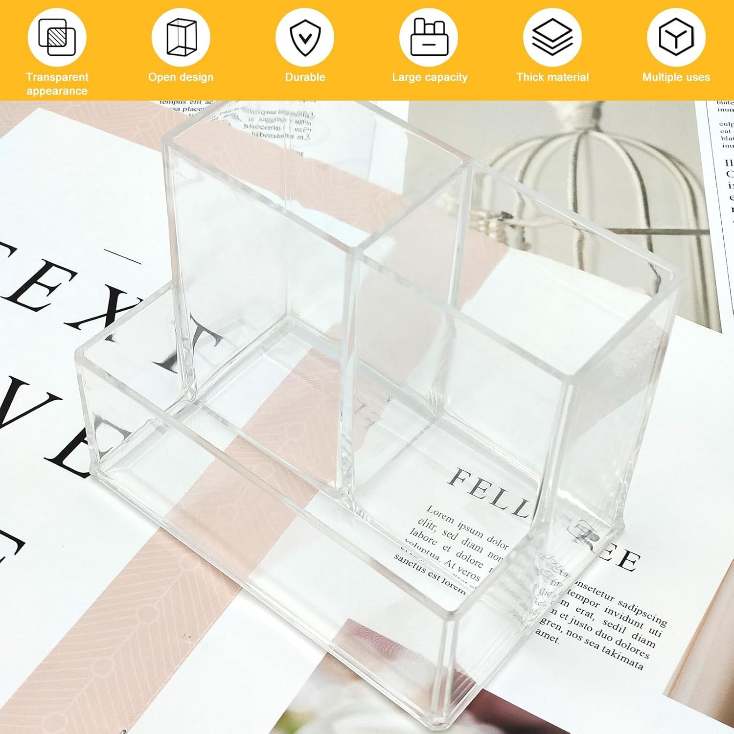 Clear Acrylic Makeup Brush Organizer,Multi-Purpose Cosmetic Brushes 