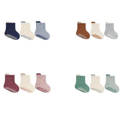 3Pairs Rubber Soles Baby Socks Elastic Shoes Indoor Prewalker First Walker Socks