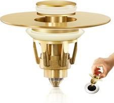 Gold Bathroom Sink Stopper Pop Up Drain Stopper for Bathroom Sink  2-in-1 Sink