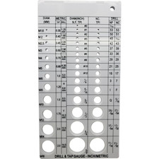 Screw Thread Gauge  Metric and SAE  Recommends Drill Bit  Tap Size BCP675 