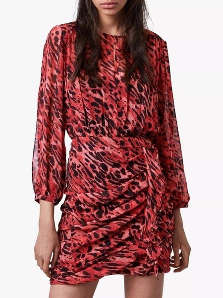 Women AllSaints Dress Red Viscose 38
