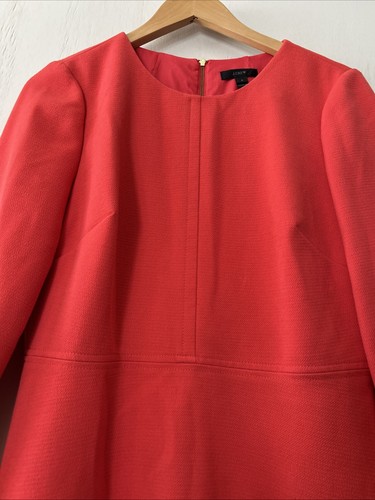 Abito crepe manica a campana JCrew taglia 8 e7848 rosso papaya scuro abito ufficio $129 prezzo consigliato - Foto 4 di 13