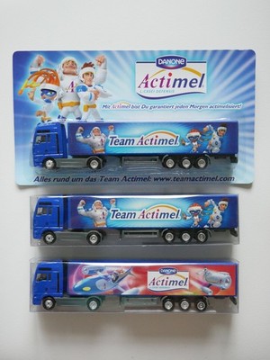 ~ 3 Werbetrucks ~ 1:87 ~ Team Actimel ~ OVP ~ LKW ~ Molkereiprodukte ~