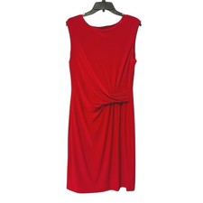 Anne Klein Sheath Dress Red Classic Side Knot Sleeveless Womens 12