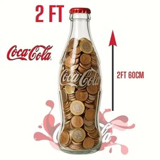 Giant Coca Cola Money Bottle 1-2 FT Plastic Bottle Saving Coin Piggy Bank Uk