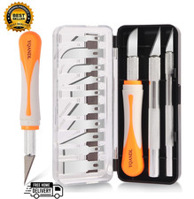 16-Piece Exacto Knife Set: 3 Hobby Knives 13 Industrial-Grade SK5 Steel Blades