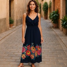 Old Navy Blue Floral Maxi Dress Size Small