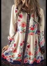 NEW Dalia Macphee Shirt Dress Trad Wife Artsy Art to Wear Romantic Cottage Sz M