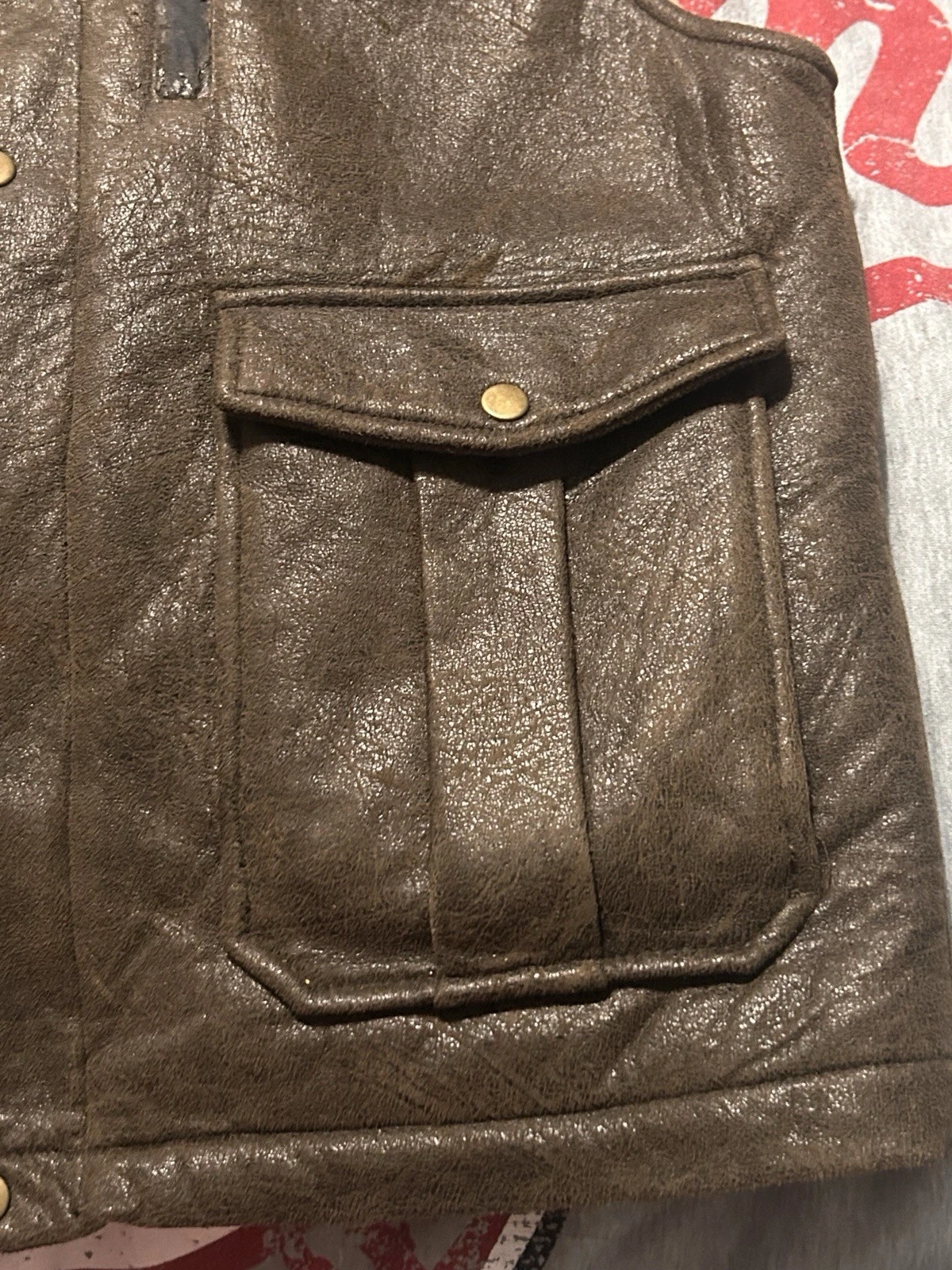 Vintage Johnston & Murphy Faux Suede Vest Men's Size M Sherpa Fleece Lined - product detail image 3