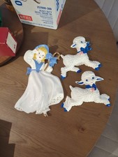 Vtg 1955 Irene Smith Little Bo Peep W/Her Sheep Ceramic Wall Plaque Hand Painted