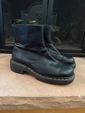 Vintage 90s Dr. Martens 9489 Black Leather Moto Ankle Boots Side Zip UK 6 MIE