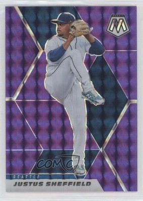 2021 Panini Mosaic Purple Mosaic Prizm 44/49 Justus Sheffield #36 5n0