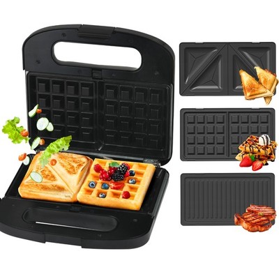 Sandwichmaker 3 in 1 Toaster, Grill und Waffeleisen mit austauschbaren Platte...