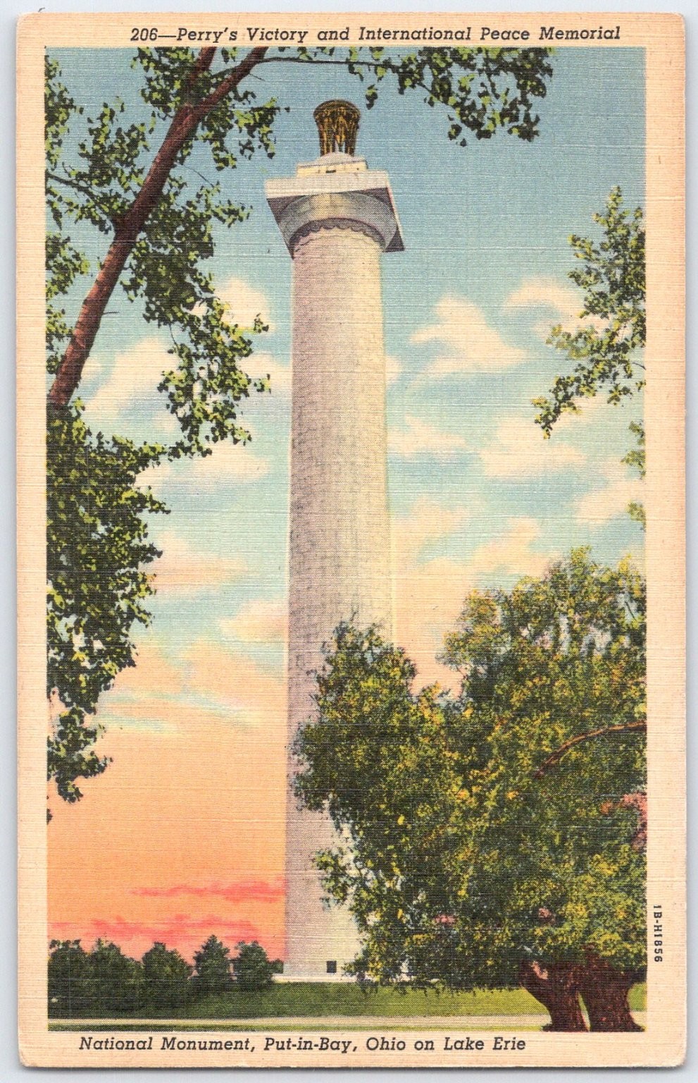 Vintage Perry's Victory Memorial Put-in-Bay Ohio Linen Postcard