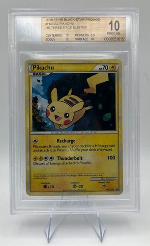 2010 HS Black Star Promo Pikachu #HGSS03 Three Pack Blister BGS 10 Pristine