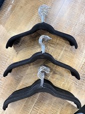 62 Flocked Hangers - Color Black, non-slip, space saving