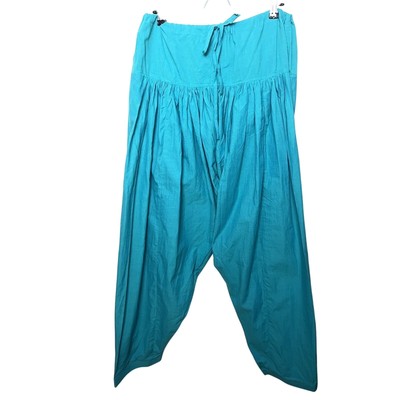 NWT Fabindia Cotton Harem Baggy Drawstring Pants Women s Sz XL Turquoise Blue
