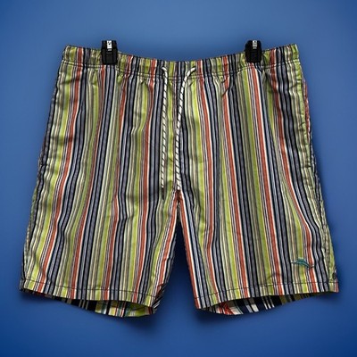 TOMMY BAHAMAS Men s Striped Multicolor Reversible Shorts Tie Up Waist String