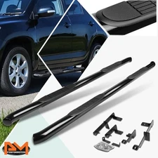 For 06-12 RAV4 Pair Round Steel Tubing 3" Side Step Nerf Bar Running Board Black