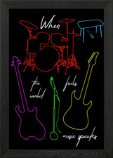 Listing image for World Fails Music Speaks Framed Wall Art Poster Canvas Print Picture