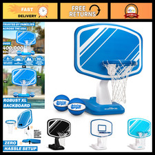 Poolside Basketball Hoop Set - Splash Hoop PRO with Backboard, Ball Pump for I