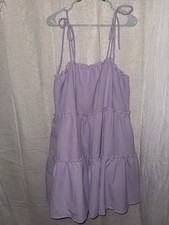 Fashion Nova Yulia Mini Dress Lavender 2X NWT Plus Size Ruffle Strap Dress