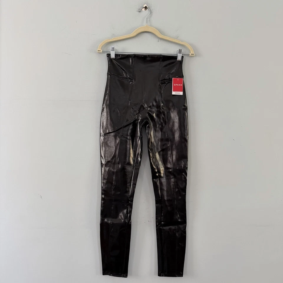 Leggings Spanx SPANXhape Imitación Cuero Charol Brillante Cintura Alta Nuevos con Etiquetas Talla Pequeña Foto 3 de 4