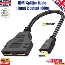 HDMI Splitter Adapter Cable 1 Input 2 Output 1080p for PC Laptop Monitor uk