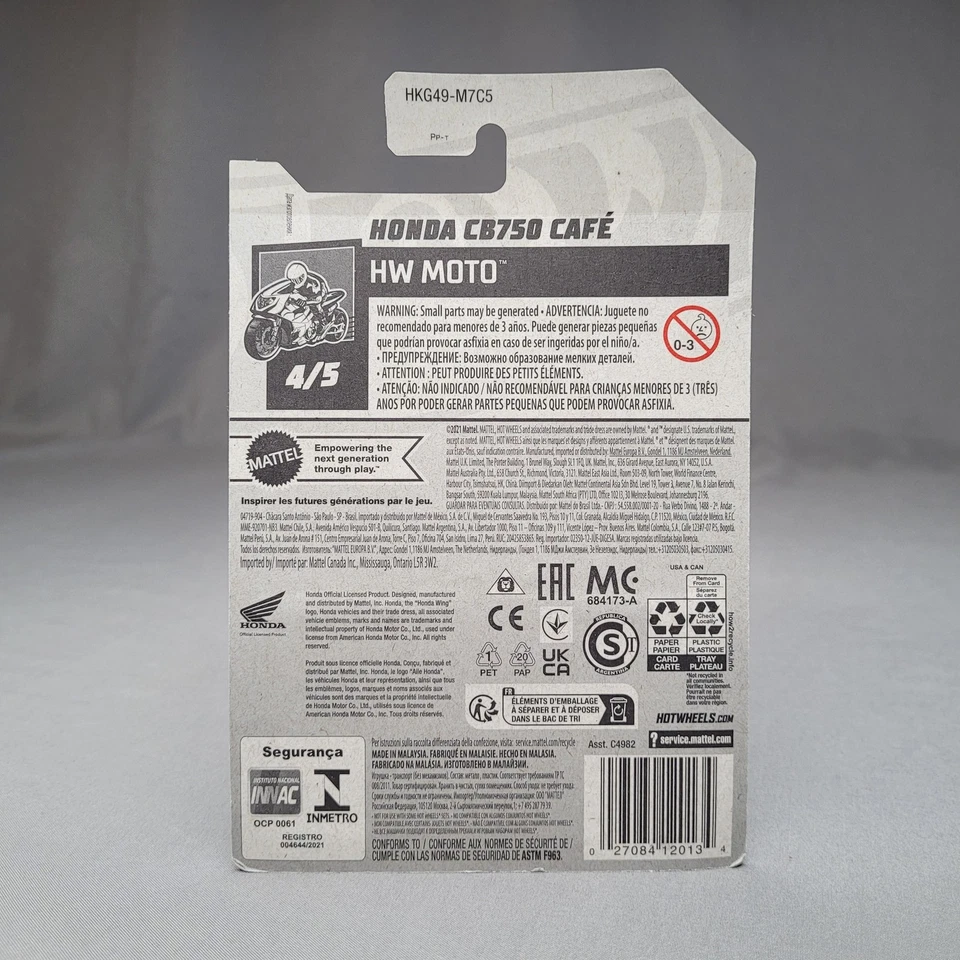 Hot Wheels Honda CB750 Cafe HW Moto 4/5 141/250 2021 Blue Motorcycle Diecast - Image 3 of 4