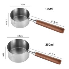 Wooden Handle Milk Pan Stainless Steel Spout Small Sauce Pan Oil Pot