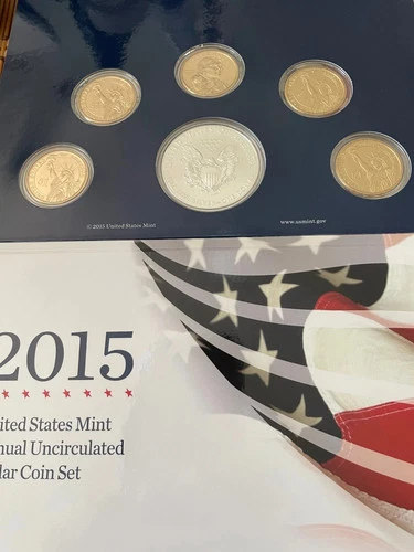 2015  W BURNISHED SILVER EAGLE ANNUAL DOLLAR SET